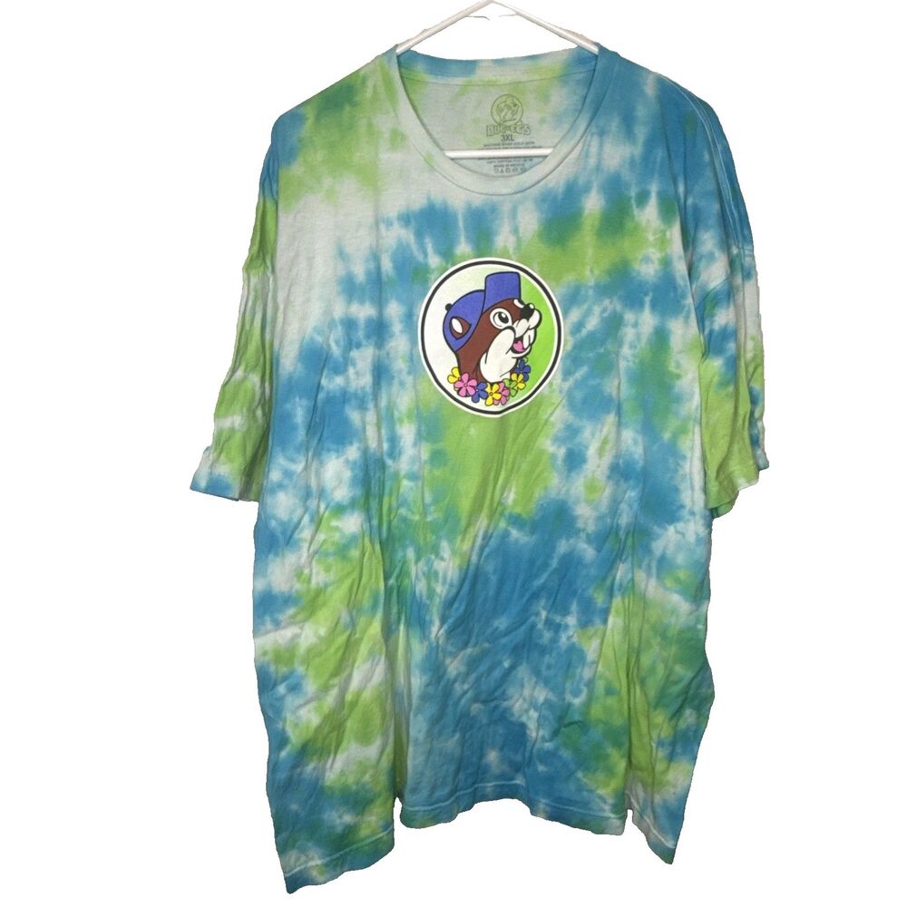 Buc-ees Mens Size 3XL Tie Dye Leid Back T Shirt Graphic Tee Flamingo Beaver